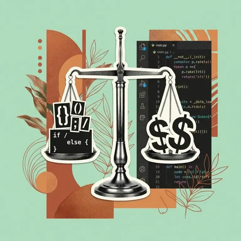 Retro editorial illustration comparing Cursor Hobby, Pro, and Business subscription tiers on a warm sand background