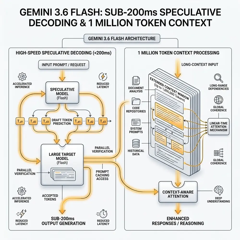 Gemini 3.6 Flash Architecture & Speculative Decoding Schematic