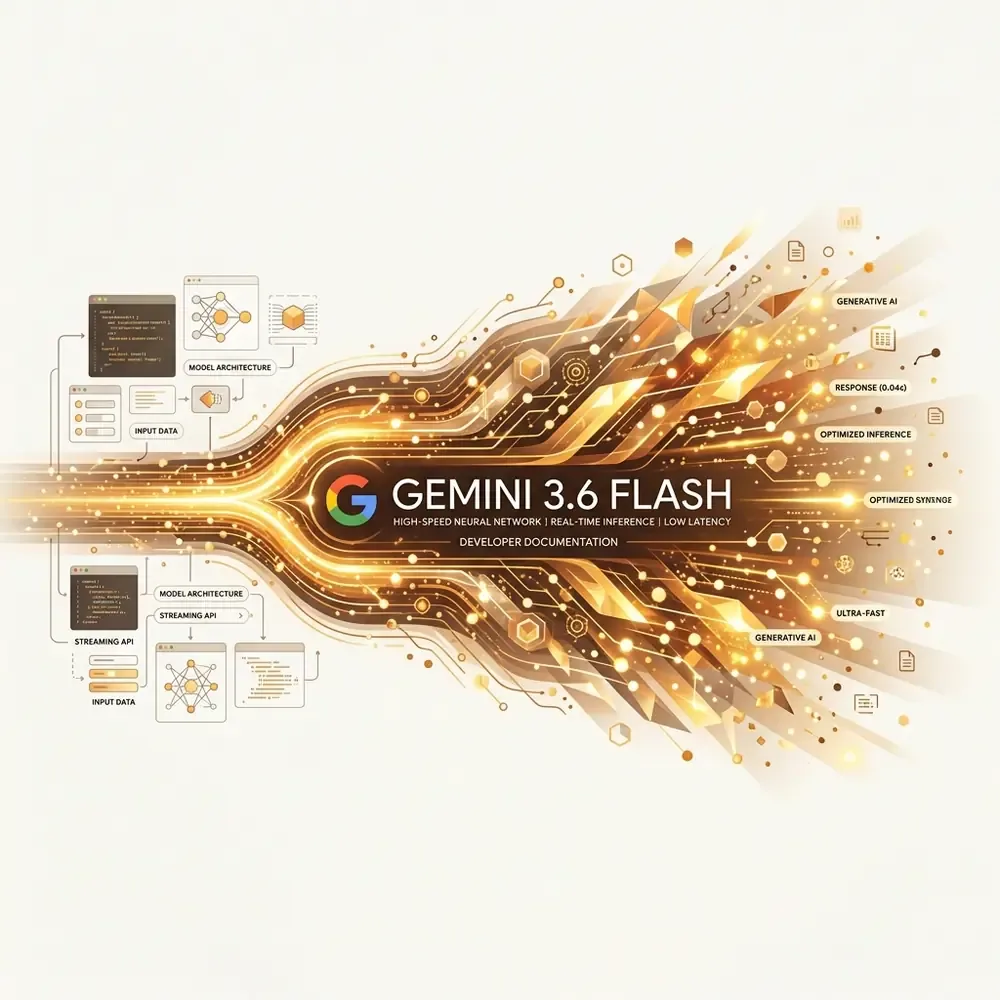 Futuristic vector illustration of Gemini 3.6 Flash