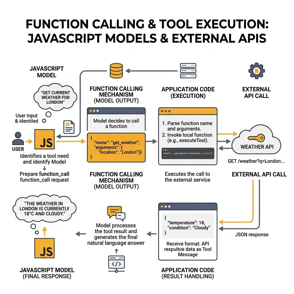 JavaScript Function Calling and Tool Execution Workflow