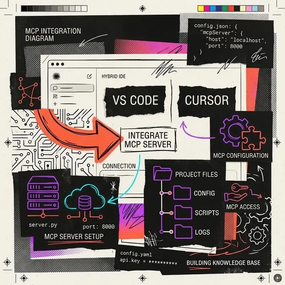 Collage art showing MCP integration into VS Code and Cursor