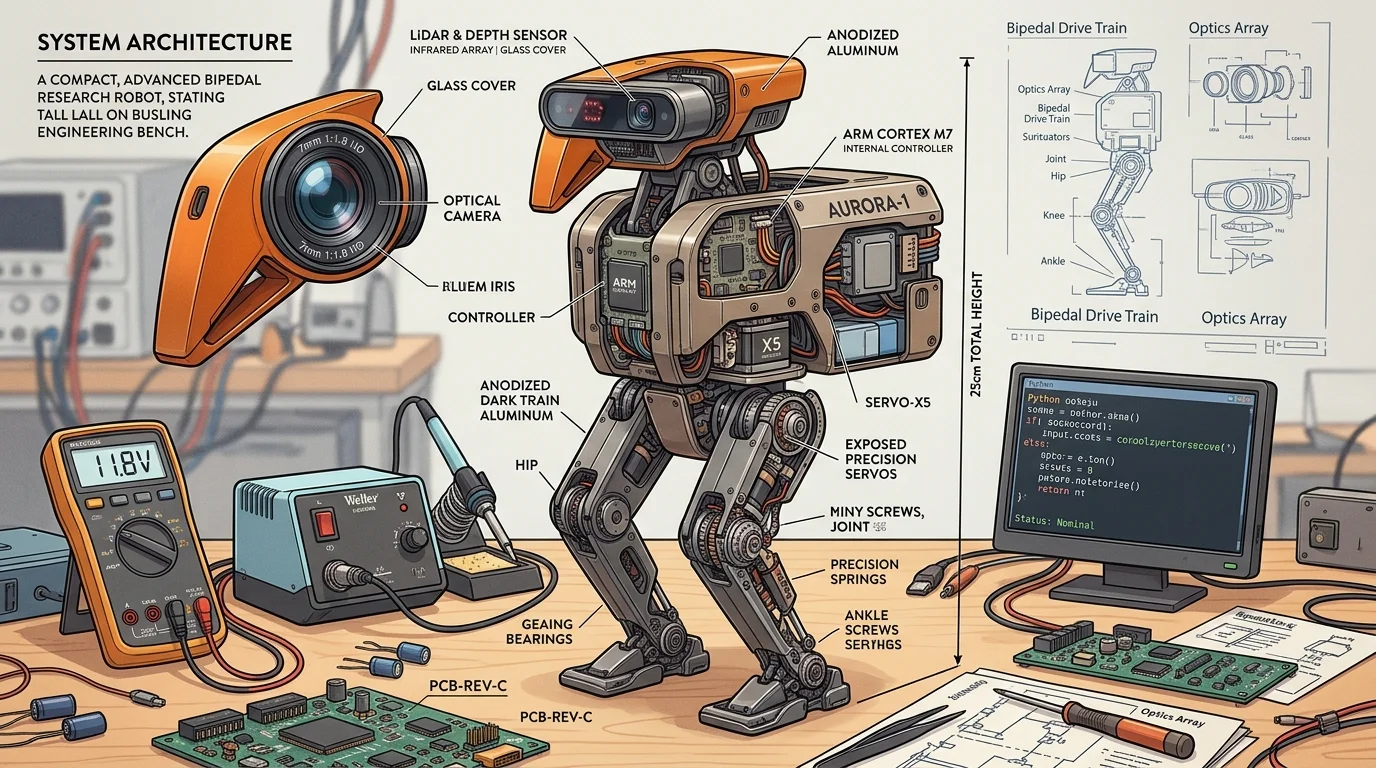 Pollen Robotics Microduck 15-servo biped robot engineering anatomy and control loop architecture
